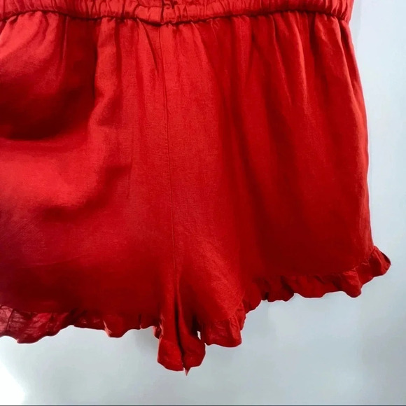 LOFT Beach Sleeveless Ruffle Hem Linen Blend Romper Coastal Sz XXL NWT - Picture 5 of 10